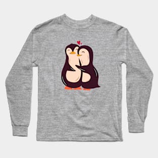 Cuddling Penguins in Love Long Sleeve T-Shirt